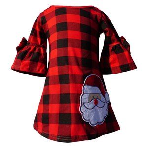 Dana Kids Christmas Holidays Santa Applique Girl Dress